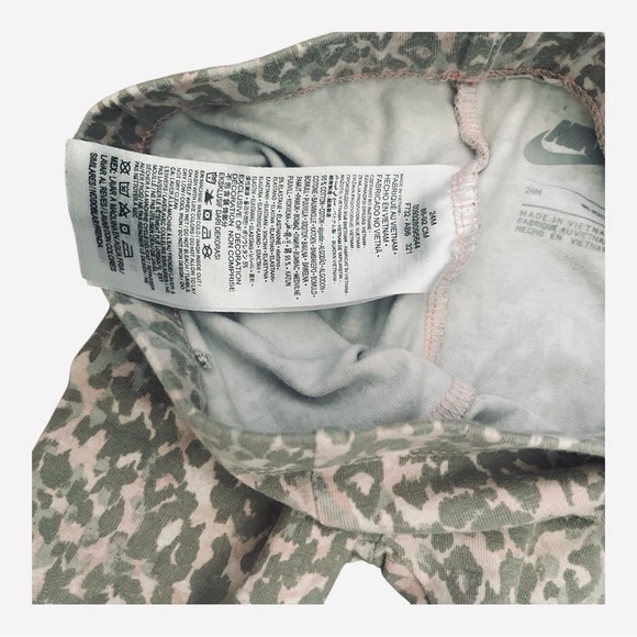 Nike Leopard Print Leggings pull-on elastic waist grey echo pink Girls 24 Mo - Picture 8 of 8